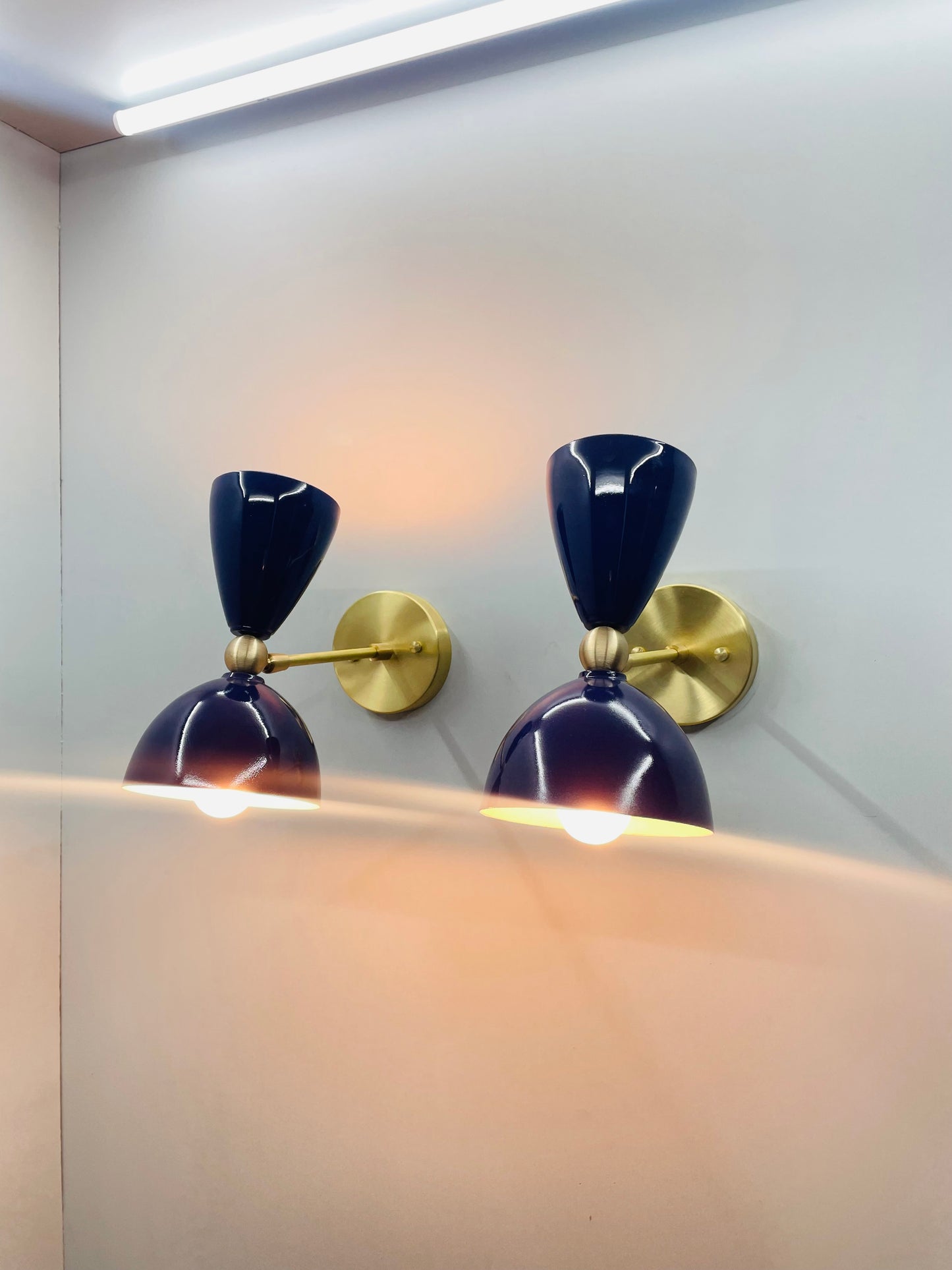 Sophisticated Brass Wall Sconces - Italian Style - Mid Century Modern