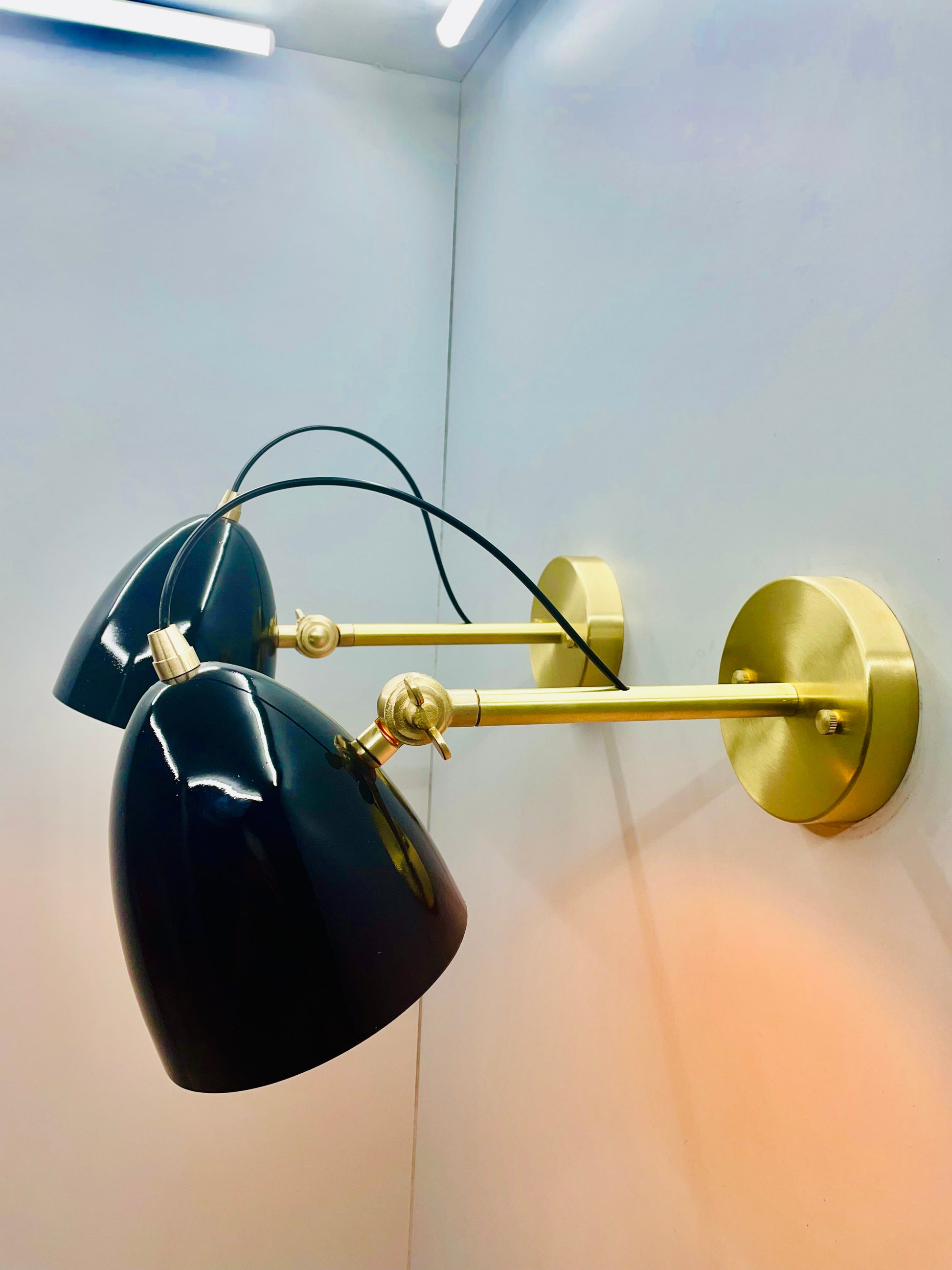 Handmade Pair Of Wall Lights Brushed Brass Sconce - Global Lights Hub