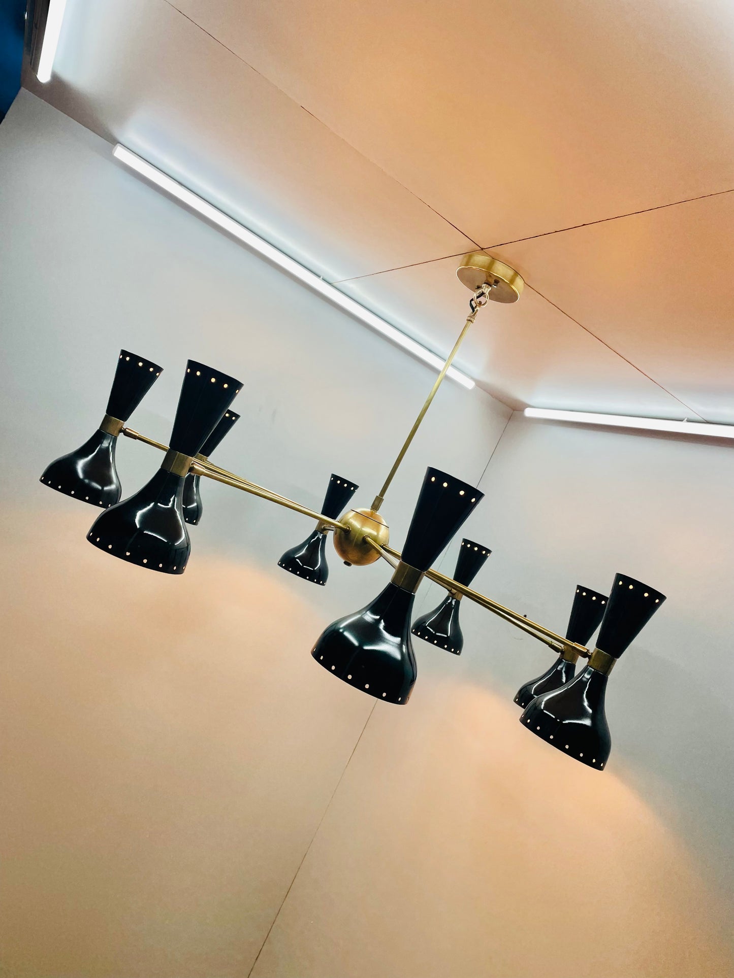 Diabolo Italian Chandelier Style Stilnovo Mid Century 8 Arms Sputnik Ceiling Lights - Global Lights Hub