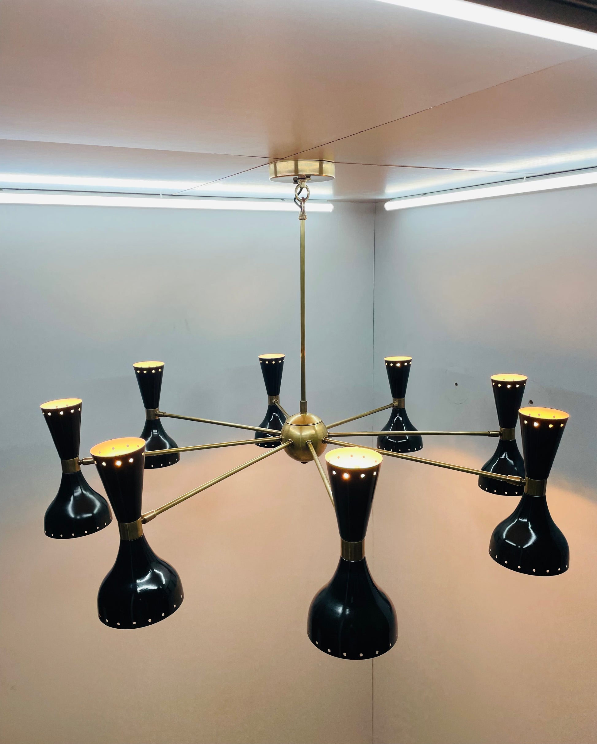 Diabolo Italian Chandelier Style Stilnovo Mid Century 8 Arms Sputnik Ceiling Lights - Global Lights Hub