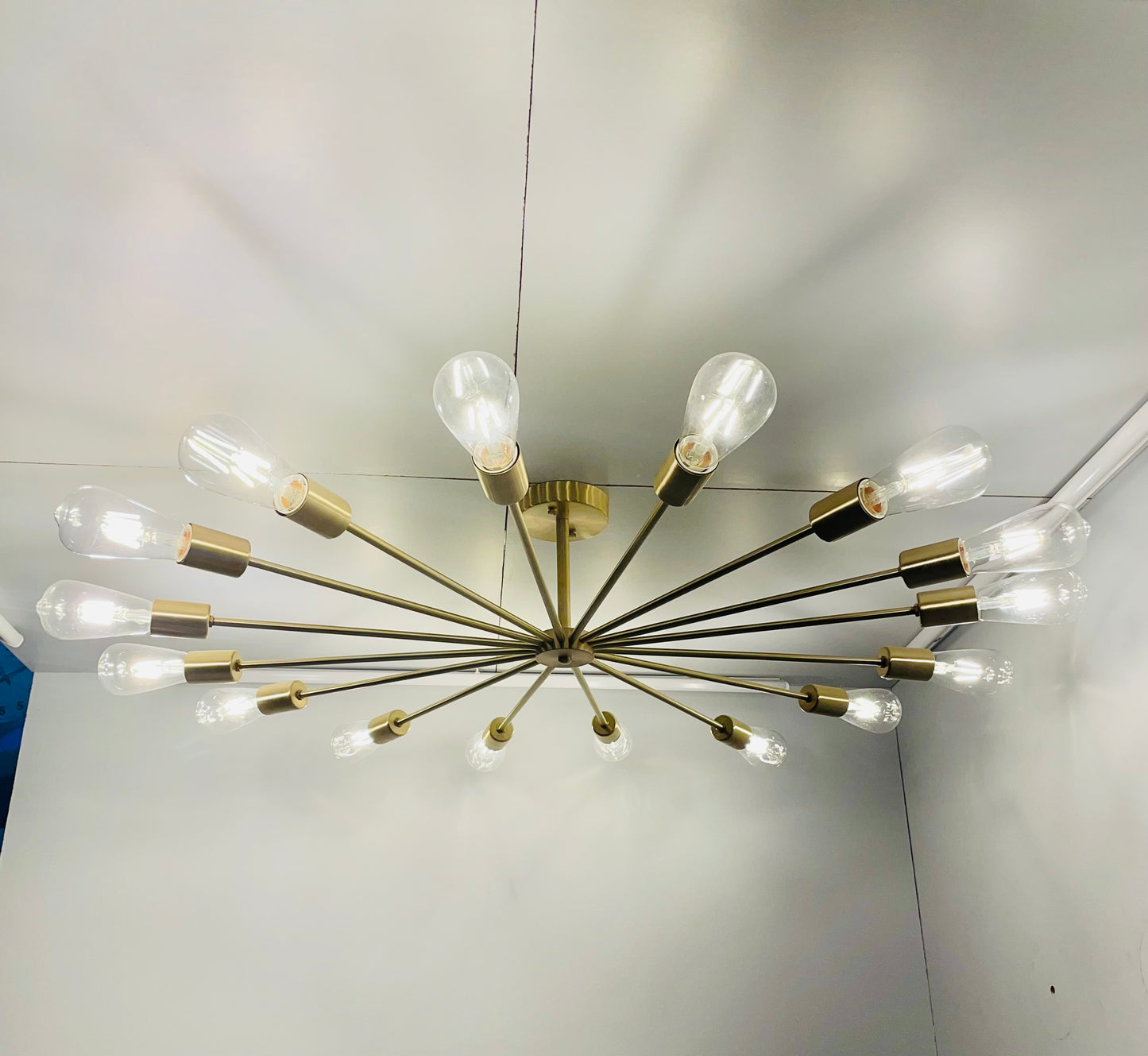 Global Lights Hub 16 Lights/Arms Large Sputnik Brass Chandelier Stilnovo Style - Global Lights Hub