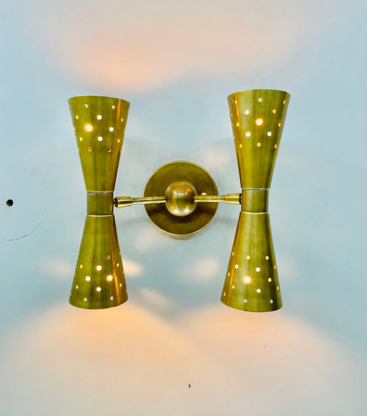 Pair Atomic 50's 60's Style mid-Century Modern Bow tie Wall Sconce Lamp