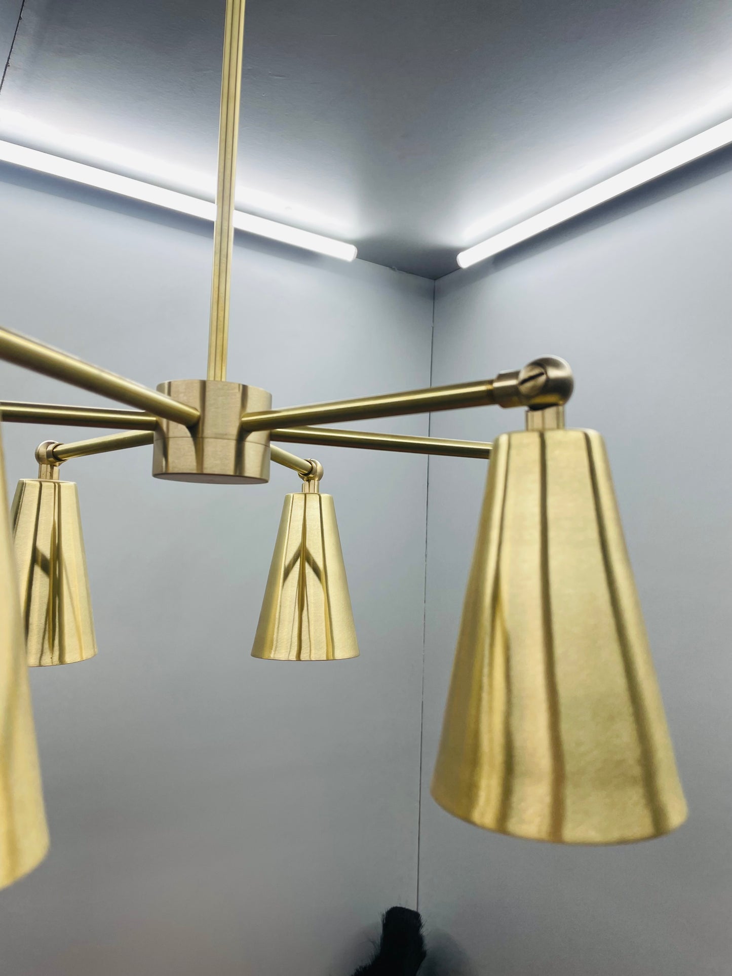 6 Lights Stilnovo Style Brass Adjustable Chandelier Light Fixture Modern Mid Century Ceiling Light - Global Lights Hub