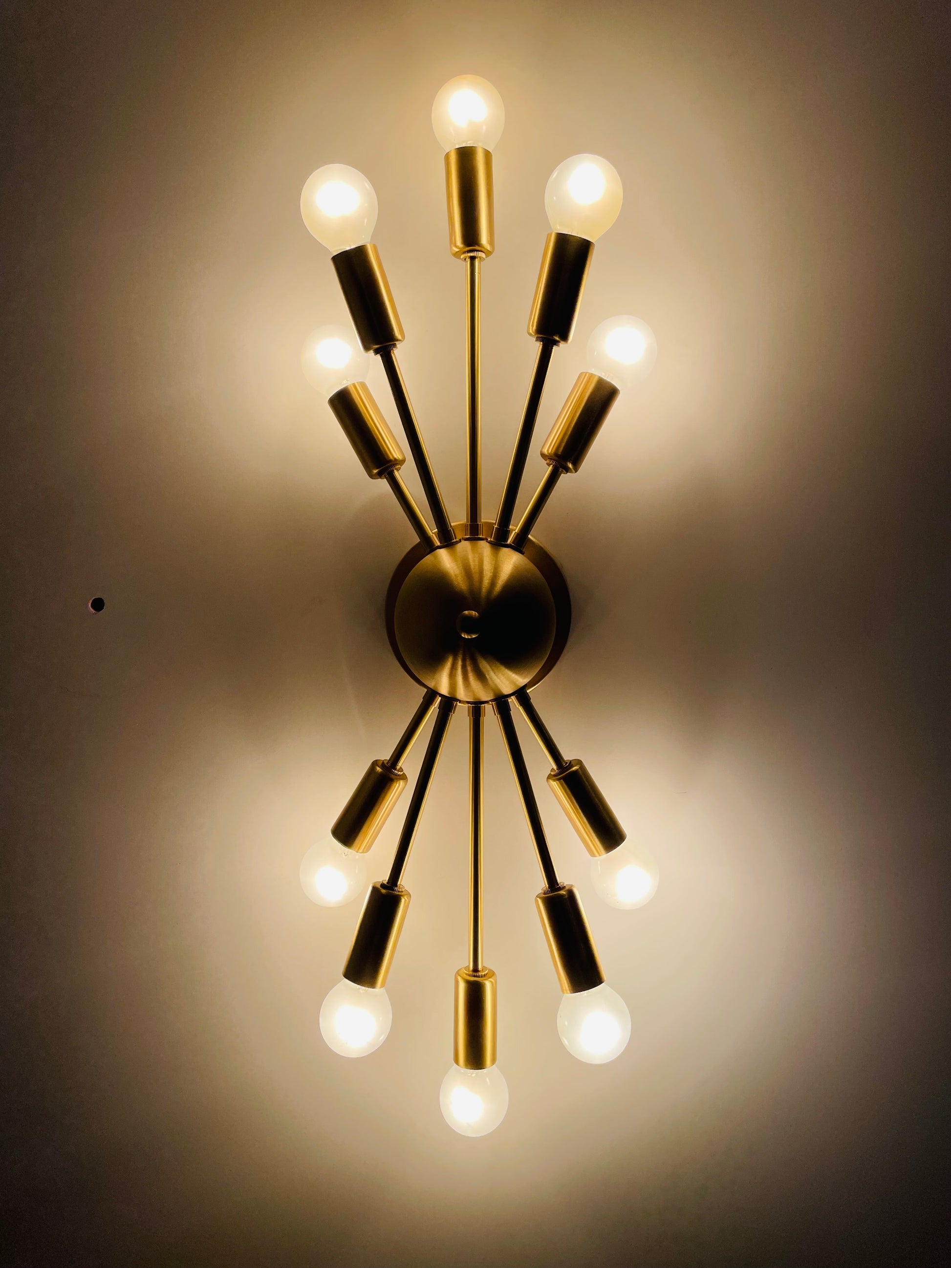 Handmade Polish Brass Sputnik Light Fixture - Front View