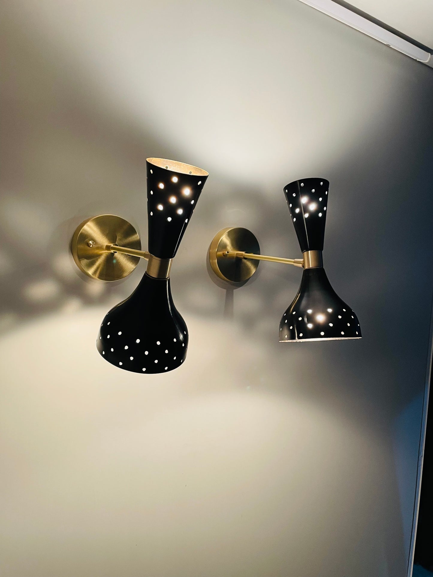 Detailed Design of Italian Modern Stilnovo Style Wall Sconce Set - Brass Wall Light Lamps