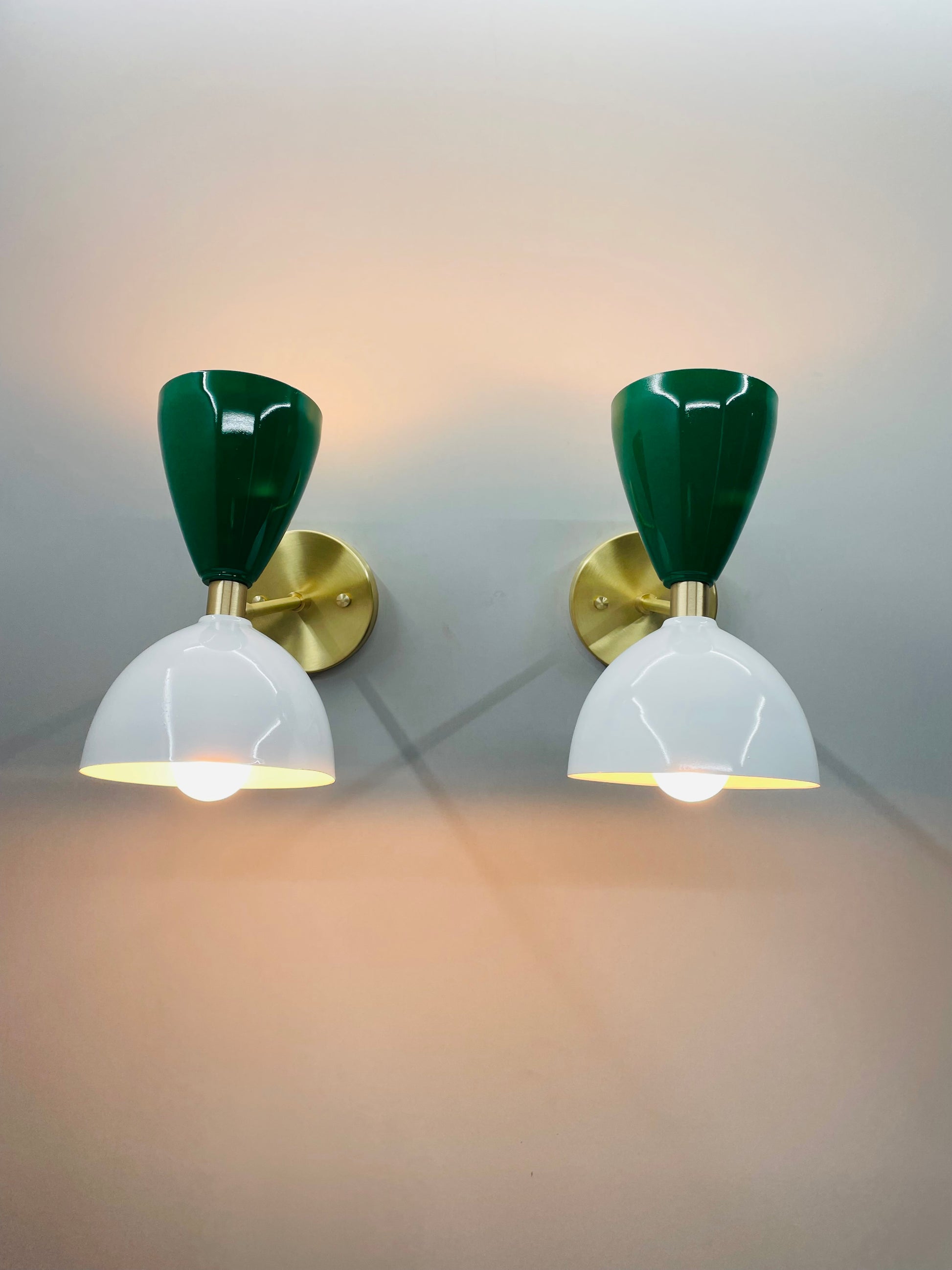 Pair of Italian Modern Stilnovo Style Wall Sconces - Brass Lighting Fixtures