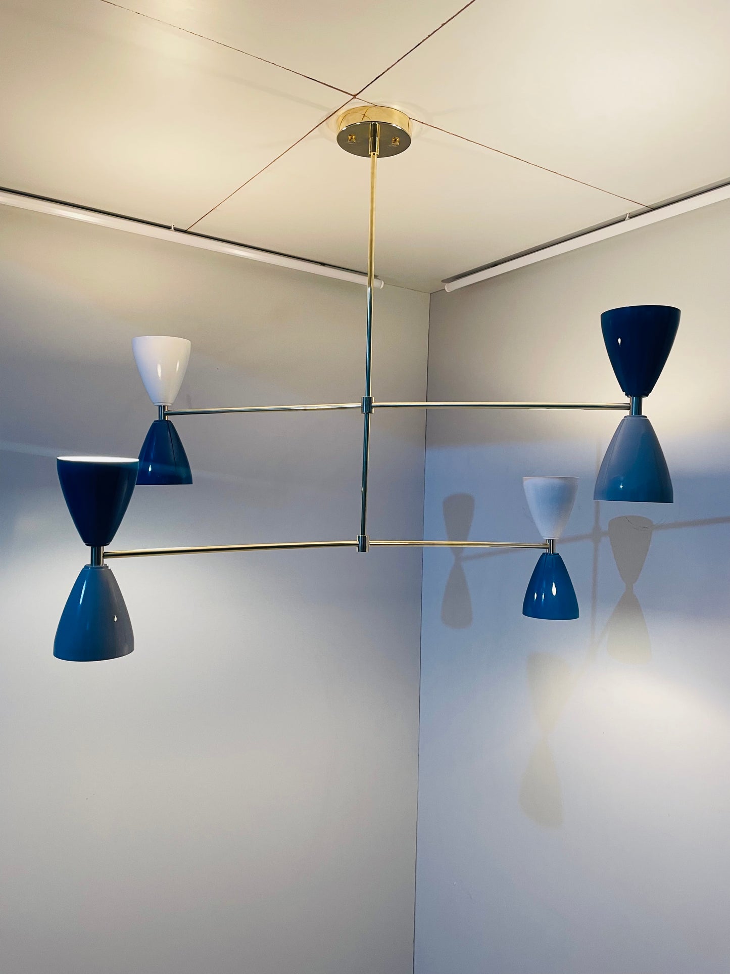 4 Light Pendant Mid Century Modern Polished Brass Sputnik chandelier light Fixture - Global Lights Hub